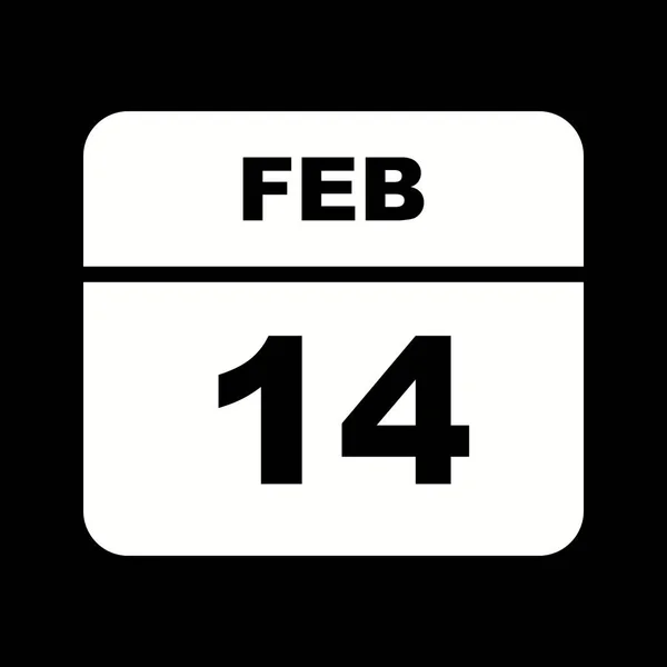 14. Februar Datum an einem einzigen Tag Kalender — Stockfoto