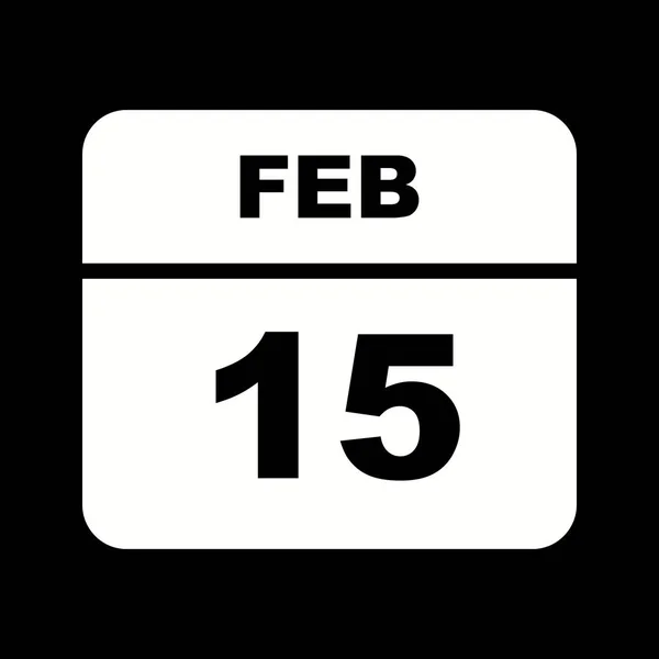 15th Φεβρουαρίου ημερομηνία σε ημερολόγιο μίας ημέρας — Φωτογραφία Αρχείου