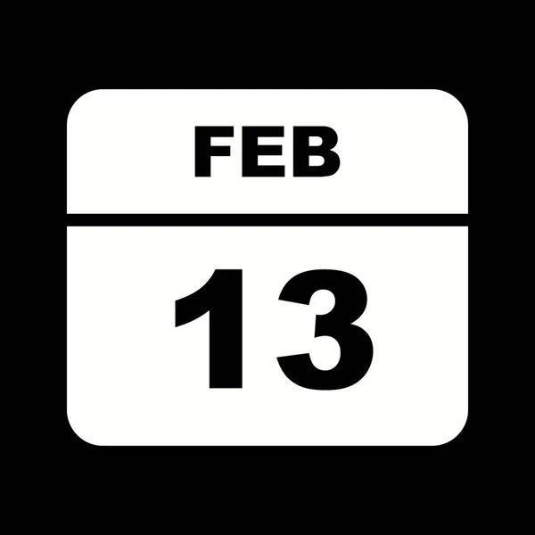 13th Φεβρουαρίου ημερομηνία σε ημερολόγιο μίας ημέρας — Φωτογραφία Αρχείου