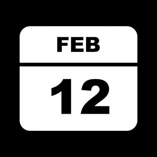 12 de febrero Fecha en un calendario de un solo día — Foto de Stock