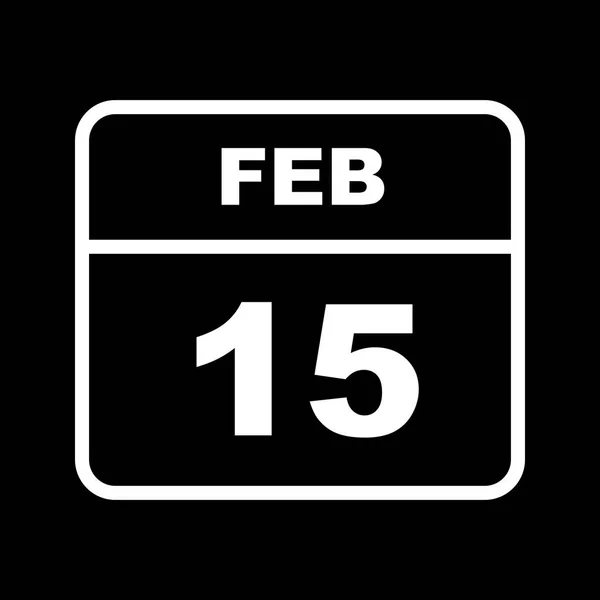 15 février Date sur un calendrier d'un seul jour — Photo