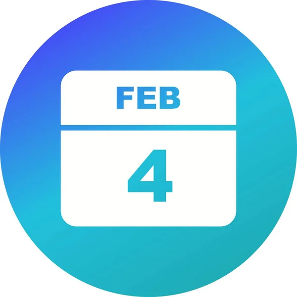 04 de fevereiro Data em um calendário único dia — Fotografia de Stock