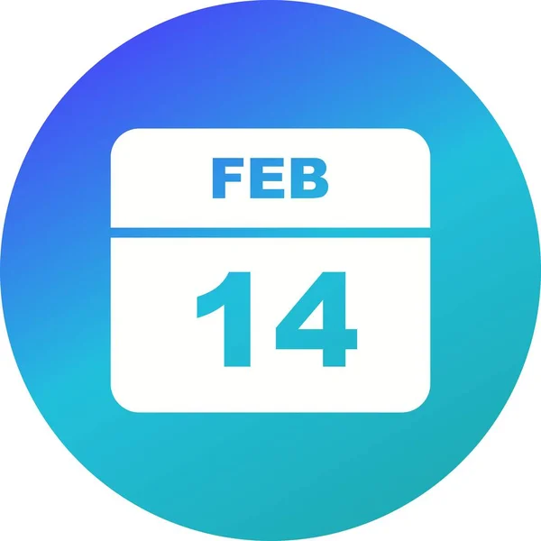 14 de febrero Fecha en un calendario de un solo día —  Fotos de Stock