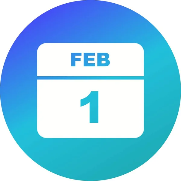 1. Februar Datum an einem einzigen Tag Kalender — Stockfoto