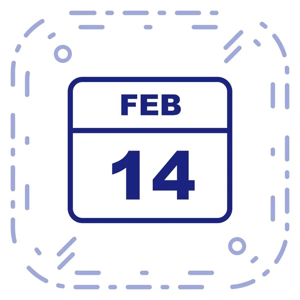 2月14日单日日历上的日期 — 图库照片