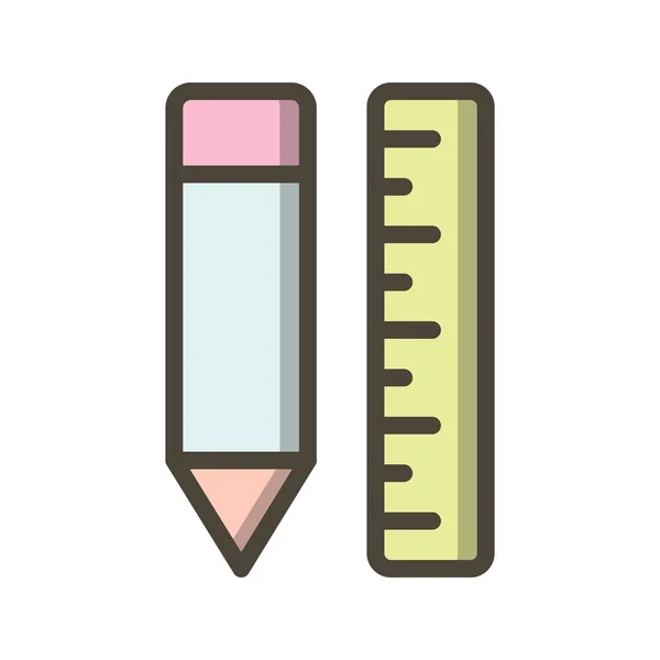 Illustration Bleistift & Lineal-Symbol — Stockfoto