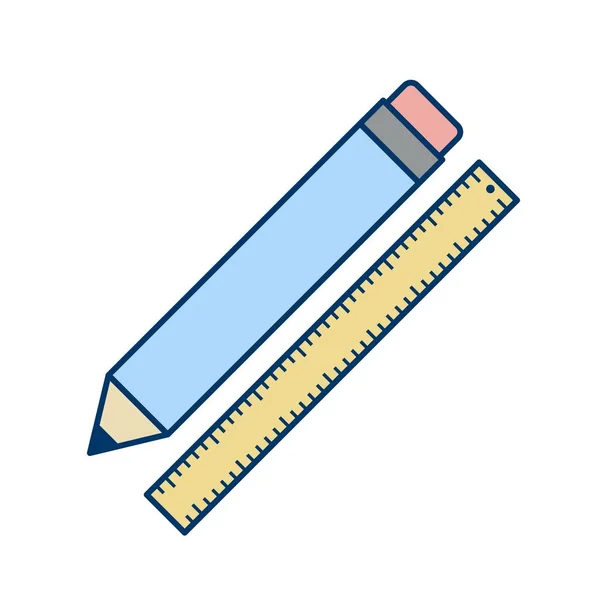 Ilustracja ołówek & ikona linijki — Zdjęcie stockowe