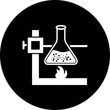 İllüstrasyon yangın altında flask simgesi