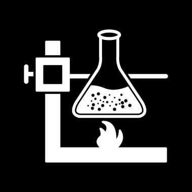 İllüstrasyon yangın altında flask simgesi
