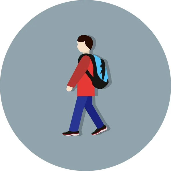 Ilustração Caminhando até o ícone da escola — Fotografia de Stock