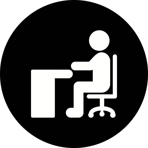 Ilustración Sentado en el icono del escritorio —  Fotos de Stock