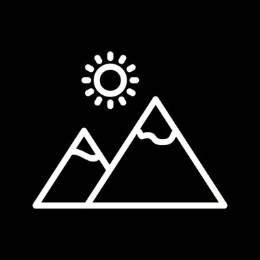 Güneş simgesi ile illüstrasyon dağ