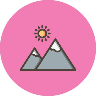 Güneş simgesi ile illüstrasyon dağ