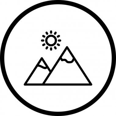 Güneş simgesi ile illüstrasyon dağ