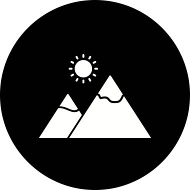 Güneş simgesi ile illüstrasyon dağ