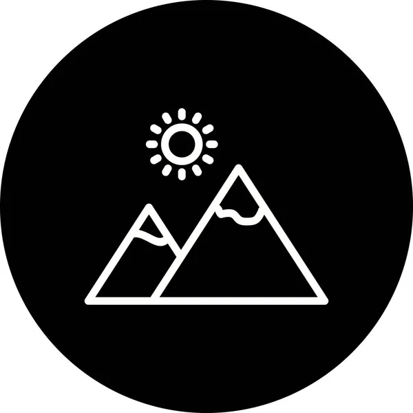 De berg van de illustratie met zon pictogram — Stockfoto
