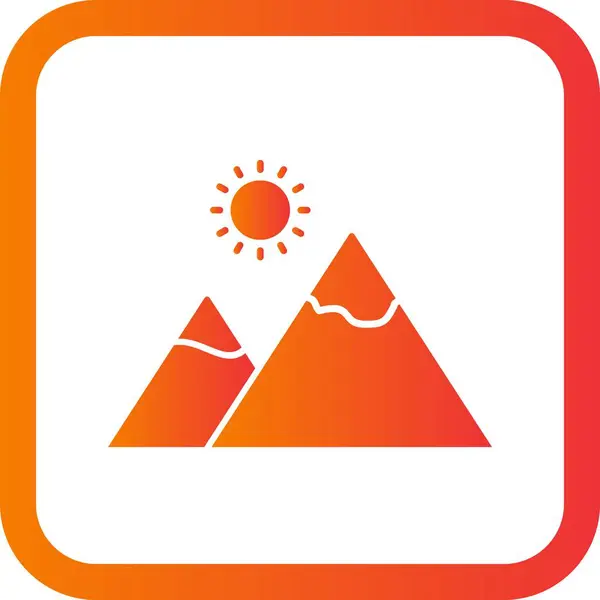 Illustration  Mountain with sun Icon — Stock Photo, Image