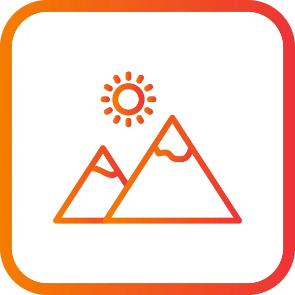 Illustration  Mountain with sun Icon — Stock Photo, Image