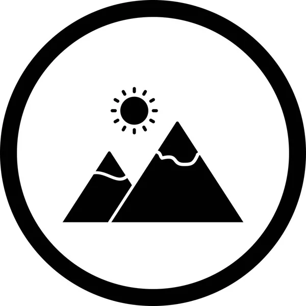Ilustración Montaña con sol Icono — Foto de Stock