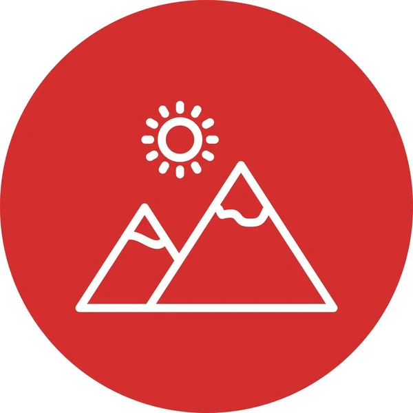 Illustration Mountain with sun Icon