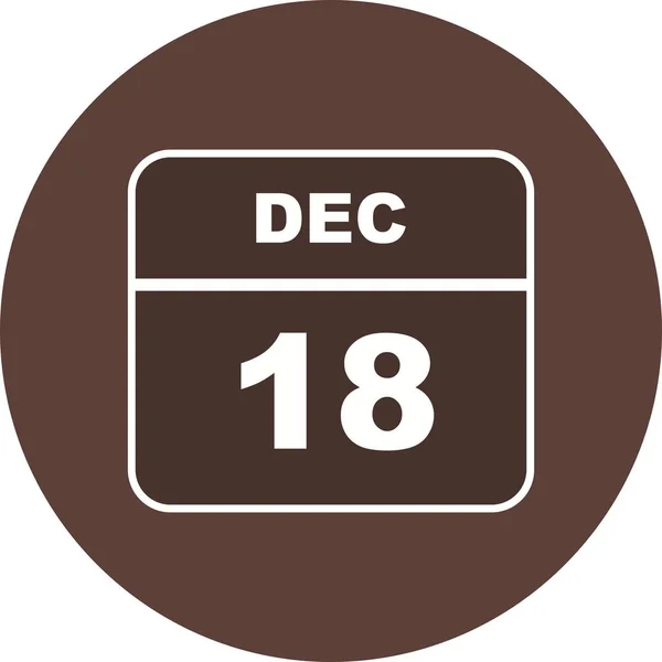 18 декабря Дата в календаре одного дня — стоковое фото