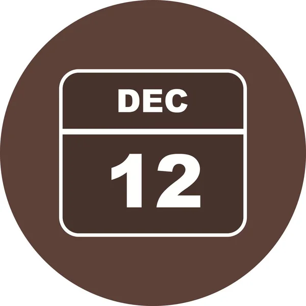 12 декабря Дата в календаре одного дня — стоковое фото