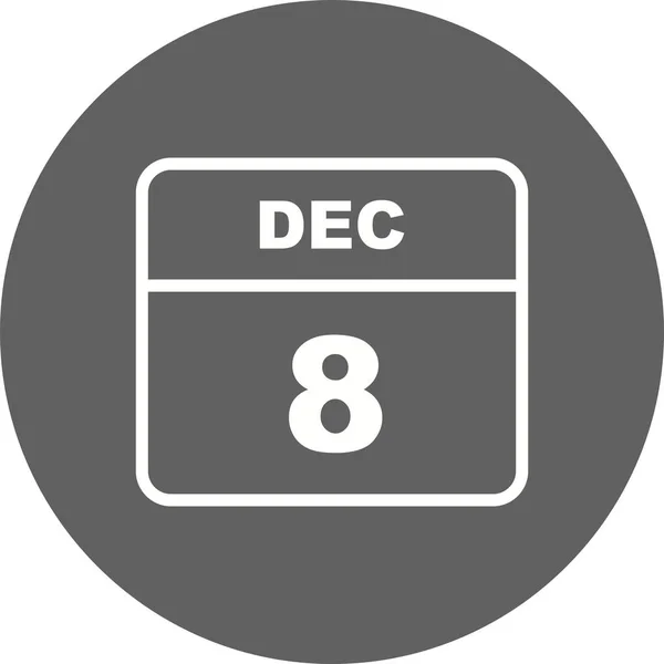 8. Dezember Datum an einem einzigen Tag Kalender — Stockfoto