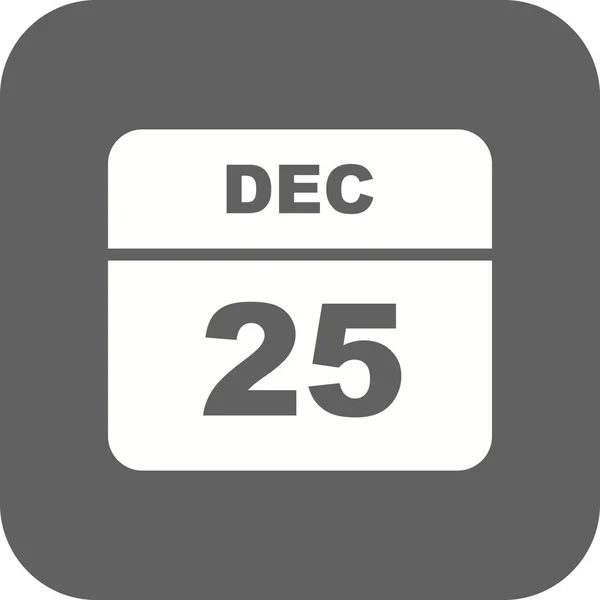 December 25th Date on a Single Day Calendar — Stock Photo, Image