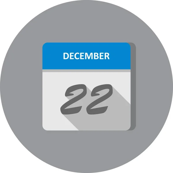 22 dicembre Data su un calendario unico giorno — Foto Stock