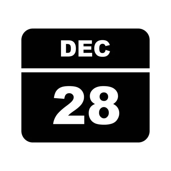 28 de dezembro Data em um único dia Calendário — Fotografia de Stock