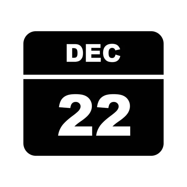 22 de diciembre Fecha en un calendario de un solo día — Foto de Stock