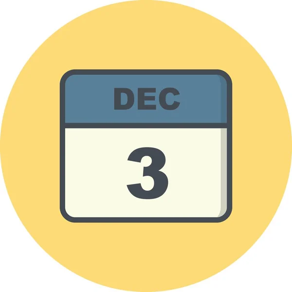 3ο Δεκεμβρίου ημερομηνία σε ένα ημερολόγιο μιας ημέρας — Φωτογραφία Αρχείου