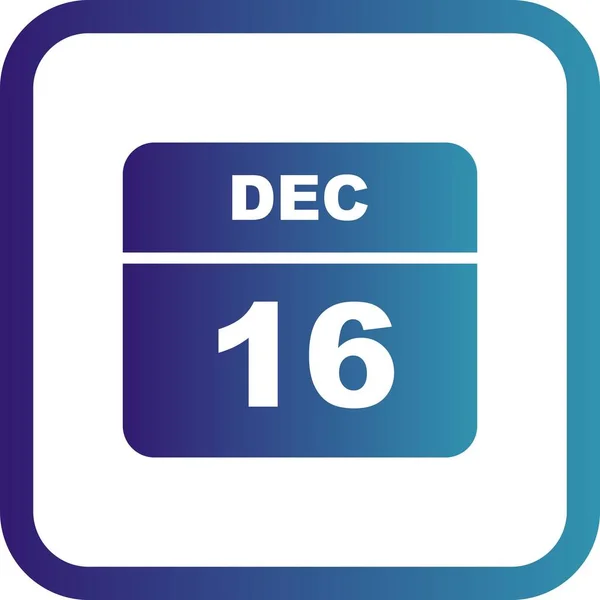Data de 16 decembrie într-un singur calendar de zi — Fotografie, imagine de stoc
