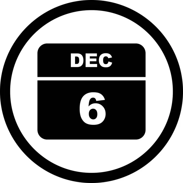 6ο Δεκεμβρίου ημερομηνία σε ημερολόγιο μίας ημέρας — Φωτογραφία Αρχείου