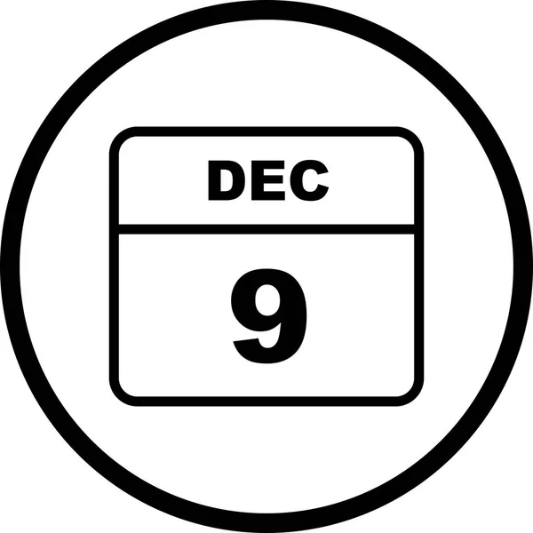 09 de dezembro Data em um único dia Calendário — Fotografia de Stock