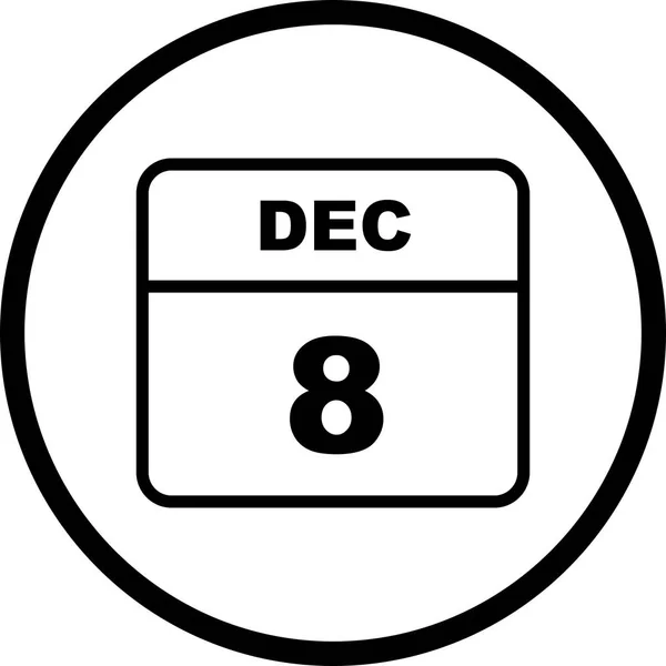 08 de dezembro Data em um calendário único dia — Fotografia de Stock