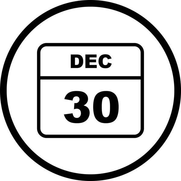 30 de diciembre Fecha en un calendario de un solo día — Foto de Stock