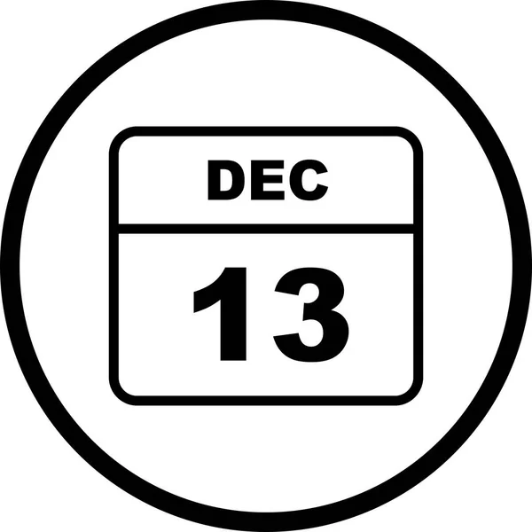 13 dicembre Data su un Calendario Unico Giorno — Foto Stock