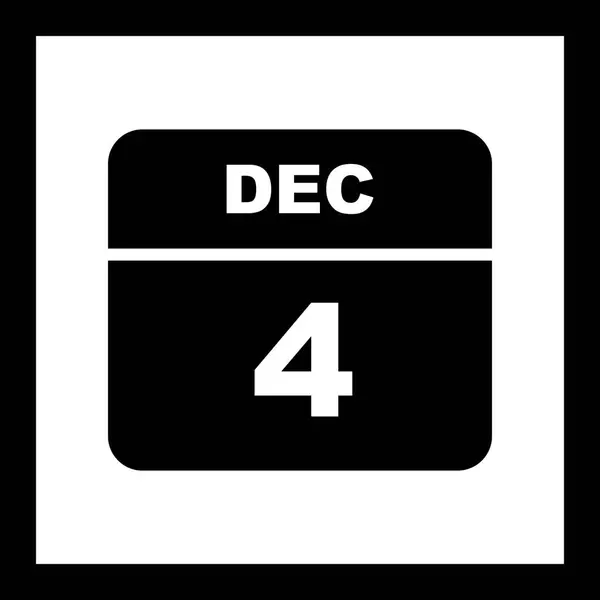 4 grudnia Data w kalendarzu jednodniowe — Zdjęcie stockowe