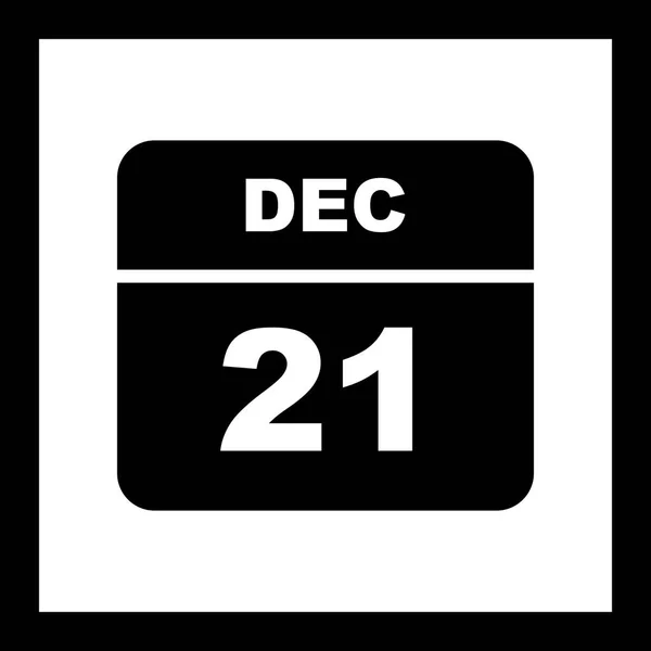 单日日历上的12月21日日期 — 图库照片