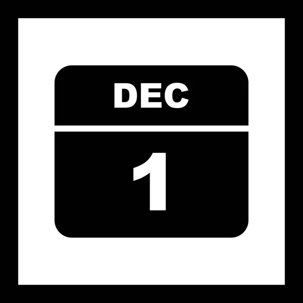 01 de dezembro Data em um calendário único dia — Fotografia de Stock
