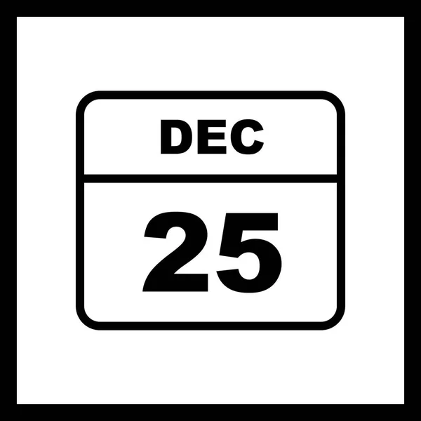 25 de diciembre Fecha en un calendario de un solo día — Foto de Stock