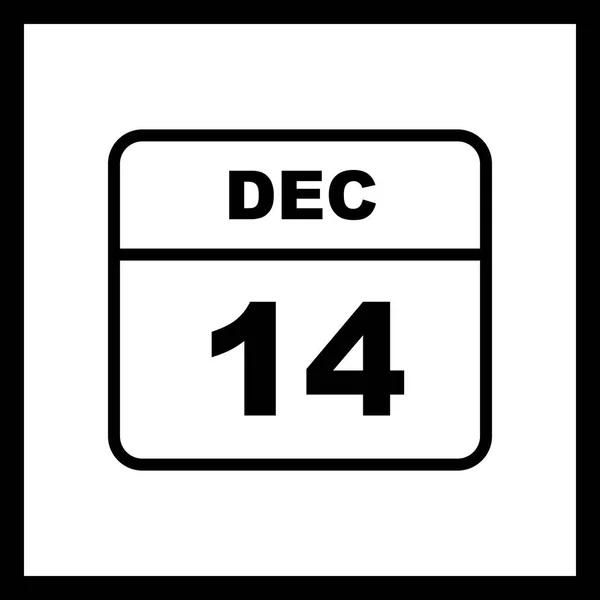 14 december datum på en enda dag kalender — Stockfoto
