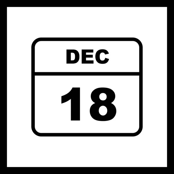 18ου Δεκεμβρίου ημερομηνία σε ημερολόγιο μίας ημέρας — Φωτογραφία Αρχείου