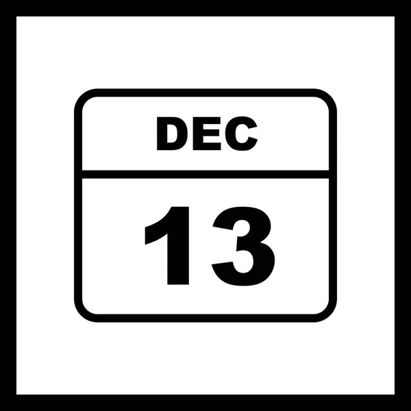 13 dicembre Data su un Calendario Unico Giorno — Foto Stock