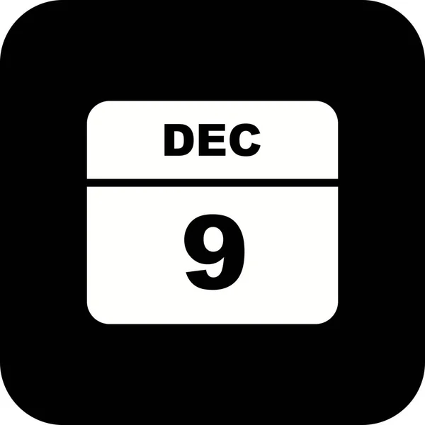 09 de dezembro Data em um único dia Calendário — Fotografia de Stock