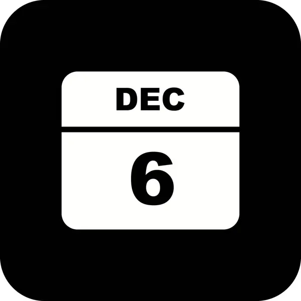 6 de diciembre Fecha en un calendario de un solo día — Foto de Stock