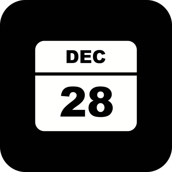 28 de dezembro Data em um único dia Calendário — Fotografia de Stock