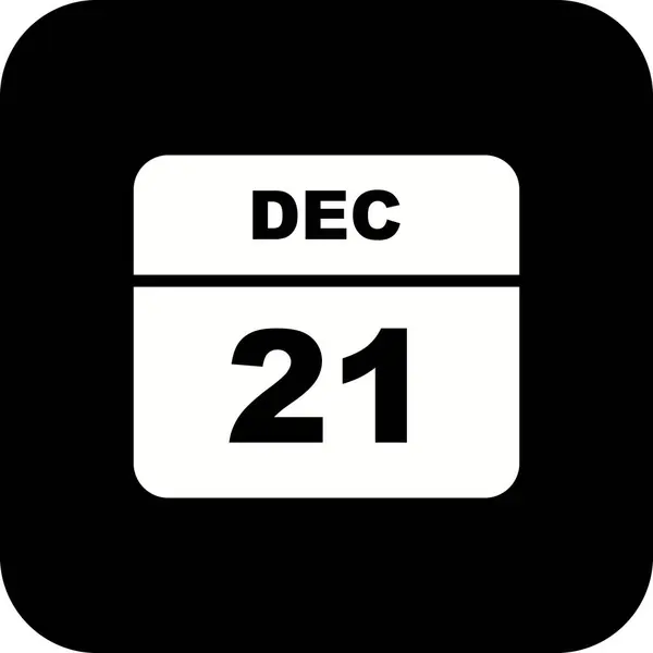 21 de diciembre Fecha en un calendario de un solo día — Foto de Stock