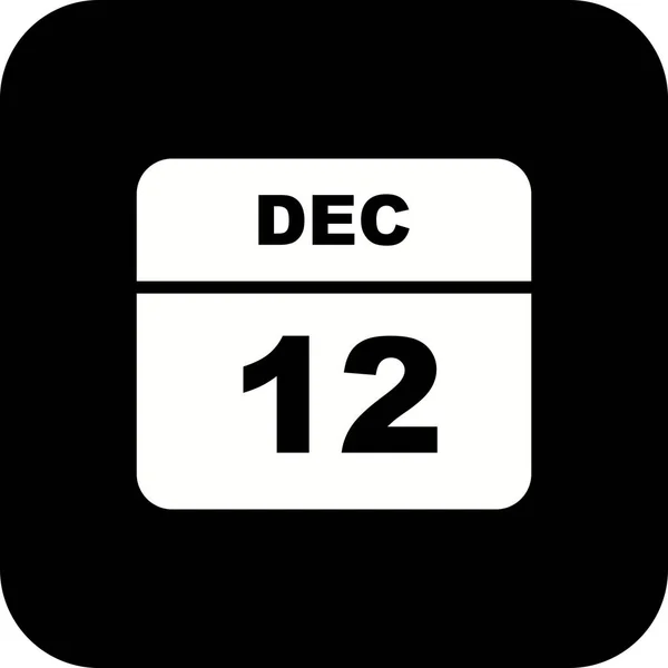 12 de diciembre Fecha en un calendario de un solo día — Foto de Stock